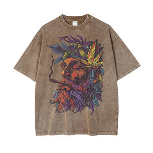 Venta al por mayor de alta calidad para hombre ácido lavado camiseta ropa de calle de gran tamaño hip hop camisetas de algodón 100% personalizado gráfico vintage camisetas - Product Image 2