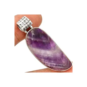 Top Quality Latest 925 Sterling Silver Chevron Amethyst Handmade Pendant For Sale