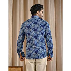 Chemise décontractée en coton à imprimé floral et à pois bleus, 100% popeline, manches longues, tailles XL à 6XL, ODM Fashion - Product Image 6