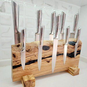 Kitchen Multifunctional Magnetic Knife <b>Block</b> Holder with Enhanced Strong Magnets Wood Magnetic Knife Rack and Storage Stand - Product Image 5