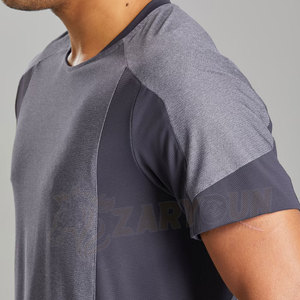 T-shirts de sport pour hommes OEM, en jersey de toile de haute qualité, respirants, à manches courtes, avec logo imprimé, col rond, coupe classique - Product Image 6