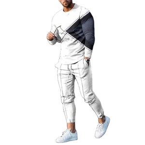 Camiseta de manga larga con estampado 3D, ropa de calle para correr, traje deportivo informal de dos piezas para hombre de gran tamaño - Product Image 1