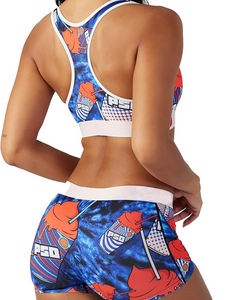 ชุดออกกำลังกายสำหรับผู้หญิงพร้อมกางเกงขาสั้นเอวสูงและสปอร์ตบรา/มีทุกสี - Product Image 2