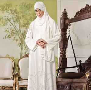 Abaya blanche élégante longue style abaya avec foulard assorti tissu de qualité supérieure bon marché et prix abordable - Product Image 1