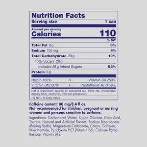 Boisson énergétique sans sucre Bull 8.4 FlOz 6 paquets 4 canettes (paquet 24) 80mg de caféine Taurine B Vitamines 6 paquets 4 canettes (paquet 24) - Product Image 2