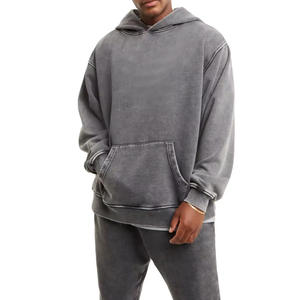 เสื้อฮู้ดสำหรับผู้ชายผ้าคอตตอนทรงหลวมโอเวอร์ไซส์ผ้า100% ปักโลโก้สำหรับผู้ชาย - Product Image 1