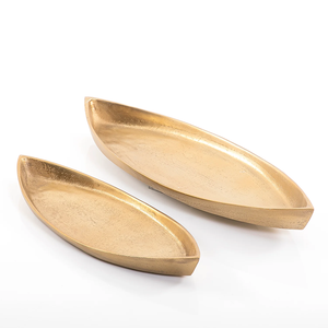 Ensemble de deux plateaux de service en chocolat couleur argent et or vaisselle vaisselle plateaux de service décoratifs avec poignée - Product Image 4