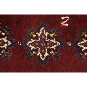 Alfombra Turca Vintage Pequeña de 1.5x3.2 pies, Alfombra de Lana con Parches Rojos y Azules - Product Image 5