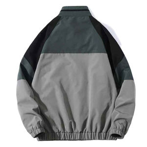 Por encargo bordado cremallera ropa de calle chaquetas de Hip Hop 2025 contraste de color costura Casual hombro caído diseño de béisbol - Product Image 3