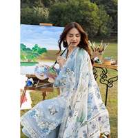 Ensemble de vêtements pour femmes ELAF, 3 pièces, respirant, 100% coton, chemise en tissu lawn brodée à la main, imprimée, dupatta en mousseline de soie, pantalon, ensemble BIC-4806
