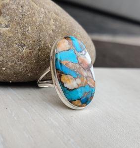 925 estampillé naturel concepteur haute qualité cadeau de mariage 925 en argent Sterling à la main pierre précieuse Turquoise Spinner Fine Jewelry Ring - Product Image 3