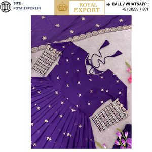 Último vestido de Aanarkali bordado Georgette de color púrpura con Secuencia Dupatta en tarifa al por mayor por Royal export India - Product Image 6