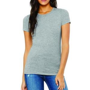 เสื้อยืดคอกลมแขนสั้นสำหรับผู้หญิงระบายอากาศได้ดีเสื้อยืด100% คอตตอนสีทึบพิมพ์ลายเสื้อของผู้หญิงฉลากส่วนตัว - Product Image 1