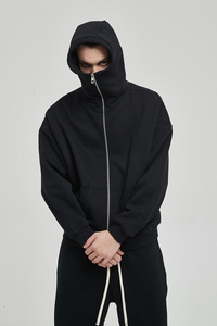 Otoño Invierno Nuevo producto Enmascarado Oscuro Sudadera con capucha 360g Terciopelo Engrosado Cremallera Con capucha Bordado Logo sudaderas con capucha - Product Image 2