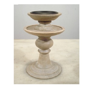 Luxueux fabriqué à la main rustique blanc lavage finition bois pilier bougeoir pour dessus de table décoratif maison salon fête utilisation - Product Image 3