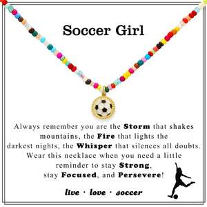 Collana con perline colorate <span class=keywords><strong>a</strong></span> tema basket e calcio, regalo per ragazze e donne, accessori sportivi, ciondolo, <span class=keywords><strong>gioielli</strong></span>. - Product Image 3