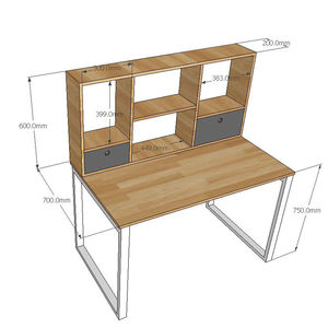 Escritorio de Madera de Caucho Natural con Patas de Hierro y Estantería 70x120x135cm Modelo FD68016 - Product Image 4