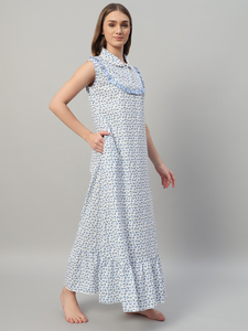 Camisón de Mujer 100% Algodón con Encaje, Estampado Floral Elegante, para Primavera y Verano - Product Image 4
