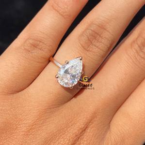 Unique 925 Sterling Silver 4 Ct Poire Cut Tulip Set Moissanite Solitaire Bague de Fiançailles Prong Setting Trendy Design pour les Femmes - Product Image 2