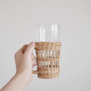 Juego de tazas de ratán para beber, cubierta envuelta con mango, jarra de vidrio, decoración de mesa de cocina, superventas - Product Image 4