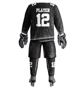 Uniforme de Jersey de hockey sobre hielo unisex con estampado personalizado con 100% poliéster que absorbe la humedad Diseño personalizado e impresión por sublimación - Product Image 5