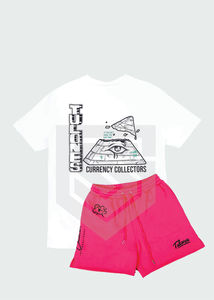 Conjunto corto de dos piezas personalizado chándal informal transpirable ropa de calle personalizada camisetas y pantalones cortos trajes de tela para hombres - Product Image 3