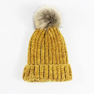 หมวกบีนนี่ถักแบบริบ ราคาถูก MOQ ต่ำ ปรับขนาดได้ พร้อมปอมปอม 100% อะคริลิก ซับในยืดหยุ่น ปอมปอมถอดได้ อุ่น ใส่ได้ทั้งชายและหญิง ทำด้วยมือ - Product Image 4