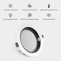 Prix d'usine, downlight en aluminium SMD moderne, IP44, CRI90, 5W-18W, encastré, anti-éblouissement, écologique, 3500K-6000K, downlight LED