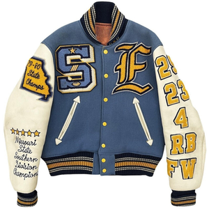 Heavy Wool and Genuine Leather Varsity <b>Jackets</b> Unisex Letterman Bomber Style <b>Jackets</b> Custom Chenille <b>Patch</b> Supplier - Product Image 5