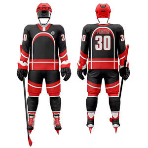 Venta al por mayor mejor diseño 100% poliéster equipo desgaste transpirable ecológico impermeable Hockey sobre hielo Jersey pantalones cortos conjuntos de etiqueta privada - Product Image 1