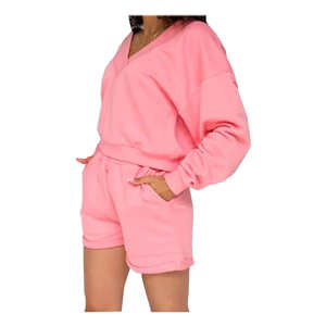 Ensemble de shorts pour femmes coupe ajustée Ensemble de sweat-shirt et short à col rond pour femmes nouveau design décontracté - Product Image 3