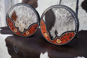 Bolso cruzado con cremallera floral tallado a mano de piel de vaca genuina occidental Vintage bohemio de moda para mujer directamente - Product Image 3