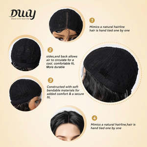 Claire-DWY Short Glueless Synthetic <b>Wig</b> with Transparent Lace Front Middle Part <b>Deep</b> Wavy High Quality Layered Loose <b>Wave</b> Style - Product Image 5