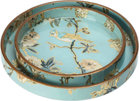 Lot de 2 plateaux de service en bois MDF faits à la main, émail enduit or blanc, oiseaux design, plaque décorative en résine, cuisine, salle à manger, usage domestique