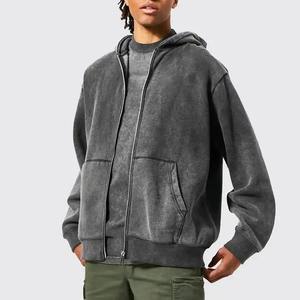2024 cuello grueso peso pesado cuello redondo sudadera algodón lavado ácido de gran tamaño gota hombro sudaderas con capucha sudadera cuello redondo a granel - Product Image 1