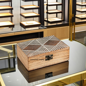 กล่องไม้สี่เหลี่ยมแกะสลักด้วยมืออุปกรณ์จัดเก็บของแบบวินเทจกล่องไม้ป้ายติดผนังดีไซน์ลายดอกไม้ที่ซับซ้อน - Product Image 1