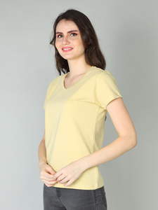 เสื้อยืดคอวีแฟชั่นสำหรับผู้หญิงผ้าคอตตอนแบบลำลองสำหรับ100% - Product Image 5