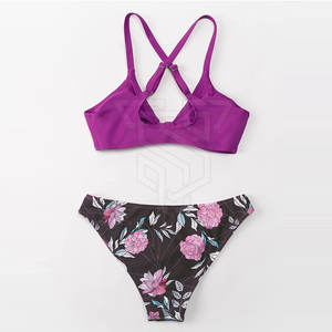 Conjunto de Bikini de 2 Piezas para Mujer, Tallas Grandes, Estampado Completo, Hecho en Pakistán, Spandex/Nylon Teñido con Técnica Lisa - Product Image 3
