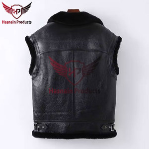 Chaleco de cuero negro de piel sin mangas para mujer Chaleco de cuero de moto de talla grande Chaleco de cuero de vaca de moda - Product Image 2