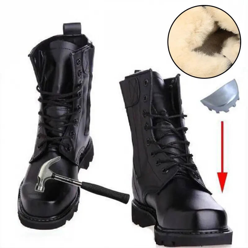 Hot selling Martin boots men high top men's leather boots wool warm cotton shoes steel toe outdoor training boots security shoes