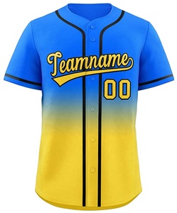 Camiseta de béisbol con diseño gradiente personalizado, camisetas deportivas con botón completo, Jersey de equipo de béisbol sublimado - Product Image 5