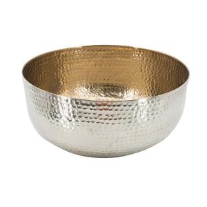 Bol martelé en argent de designer avec support en laiton à feuille d'or, élément décoratif élégant pour table à manger et salon, provenance Inde - Product Image 4