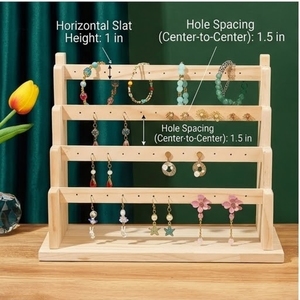 Présentoir à boucles d'oreilles rectangulaire en bois écologique 12x10,5 cm, support de rangement multi-niveaux pour bijoux et décoration intérieure - Product Image 3