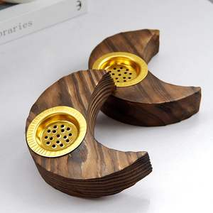 <b>Wooden</b> Moon Shape Incense Burner Candlestick Ornament Ramadan Crescent Incense Holder Home Aromatherapy <b>Desktop</b> Decoration - Product Image 4