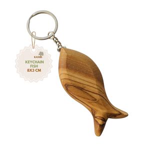 Personalized Eco-Friendly Olive Wood Fish Keychain 8 X 3 cm <b>Custom</b> Engraved Gravure Printed Christian <b>Key</b> Ring Handmade - Product Image 1