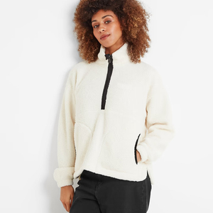 Veste polaire douce légère à fermeture éclair quart pour femmes Vestes de loisirs en plein air avec poches - Product Image 3