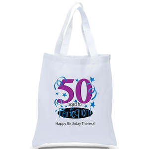 กระเป๋าโท้ทวันเกิดครบรอบ 50 ปี ความสมบูรณ์แบบแห่งวัย! หนัง PU กันน้ำ ปักลายสีพื้น สำหรับใช้ในชีวิตประจำวัน ฤดูร้อน ฤดูใบไม้ร่วง ฤดูหนาว - Product Image 1