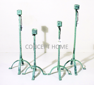 Portavelas de forja de hierro forjado rústico cónico grande, acabado desgastado Vintage, tarro de vela de mármol ecológico único de lujo - Product Image 5