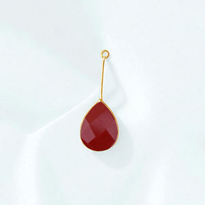 Forma de pera, facetada Coral piedra preciosa de rojo, colgante DIY de 8x12 MM, colgante de plata 925, joyería al por mayor - Product Image 1