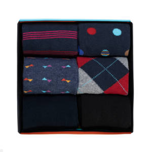 Calzini da uomo in cotone ed elastan, 6 paia, fantasie miste, set invernale, con logo sul fondo, tipo business, monouso - Product Image 1